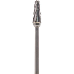 Made in USA - 5mm Cut Diam, 0.0925" Shank Diam, Cone Head Double Cut Burr - Carbide, 13mm LOC, 51mm OAL - Americas Industrial Supply
