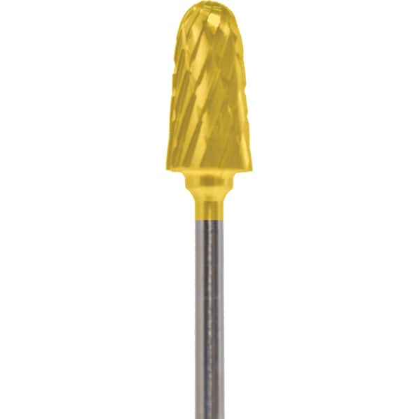 Made in USA - 4mm Cut Diam, 0.0925" Shank Diam, Cone Head Double Cut Burr - Carbide, 12.4mm LOC, 50mm OAL - Americas Industrial Supply