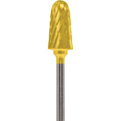 Made in USA - 4mm Cut Diam, 0.0925" Shank Diam, Cone Head Double Cut Burr - Carbide, 12.4mm LOC, 50mm OAL - Americas Industrial Supply