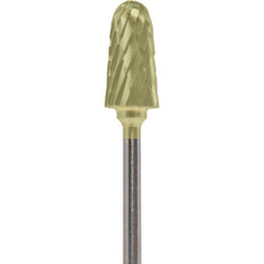 Made in USA - 4mm Cut Diam, 0.0925" Shank Diam, Cone Head Double Cut Burr - Carbide, 12.4mm LOC, 50mm OAL - Americas Industrial Supply