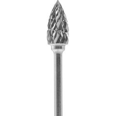 Made in USA - 1/4" Cut Diam, 0.0925" Shank Diam, Tree Head Single Cut Burr - Carbide, 1/2" LOC, 2" OAL - Americas Industrial Supply
