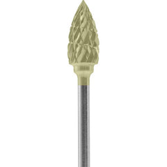 Made in USA - 1/4" Cut Diam, 0.0925" Shank Diam, Tree Head Chipbreaker Cut Burr - Carbide, 1/2" LOC, 2" OAL - Americas Industrial Supply