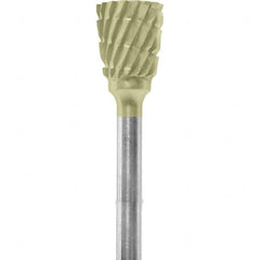 Made in USA - 1/4" Cut Diam, 0.0925" Shank Diam, Inverted Cone Head Chipbreaker Cut Burr - Carbide, 1/4" LOC, 1-3/4" OAL - Americas Industrial Supply