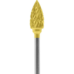 Made in USA - 1/4" Cut Diam, 0.0925" Shank Diam, Tree Head Chipbreaker Cut Burr - Carbide, 1/2" LOC, 2" OAL - Americas Industrial Supply