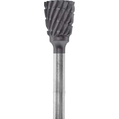Made in USA - 1/4" Cut Diam, 0.0925" Shank Diam, Inverted Cone Head Chipbreaker Cut Burr - Carbide, 1/4" LOC, 1-3/4" OAL - Americas Industrial Supply