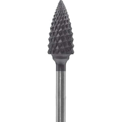 Made in USA - 1/4" Cut Diam, 0.0925" Shank Diam, Tree Head Diamond Cut Burr - Carbide, 1/2" LOC, 2" OAL - Americas Industrial Supply
