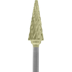 Made in USA - 1/4" Cut Diam, 0.0925" Shank Diam, Cone Head Double Cut Burr - Carbide, 5/8" LOC, 2" OAL - Americas Industrial Supply