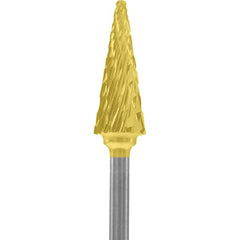 Made in USA - 1/4" Cut Diam, 0.0925" Shank Diam, Cone Head Double Cut Burr - Carbide, 5/8" LOC, 2" OAL - Americas Industrial Supply