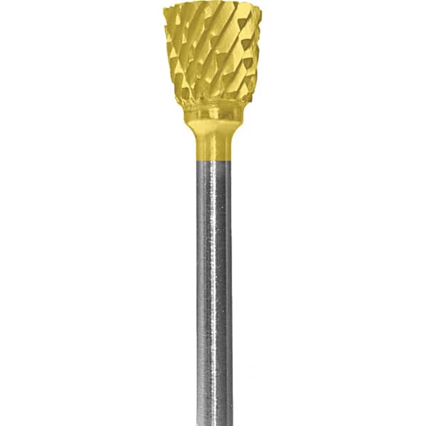 Made in USA - 6.3mm Cut Diam, 0.0925" Shank Diam, Inverted Cone Head Double Cut Burr - Carbide, 9.5mm LOC, 48mm OAL - Americas Industrial Supply