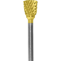Made in USA - 6.3mm Cut Diam, 0.0925" Shank Diam, Inverted Cone Head Double Cut Burr - Carbide, 9.5mm LOC, 48mm OAL - Americas Industrial Supply