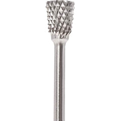 Made in USA - 2.3mm Cut Diam, 0.0925" Shank Diam, Tree with Radius Head Double Cut Burr - Carbide, 4.2mm LOC, 42.2mm OAL - Americas Industrial Supply
