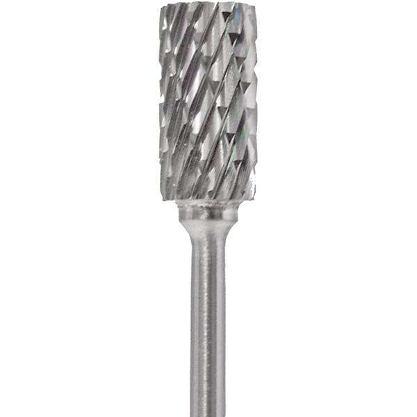 Made in USA - 1/4" Cut Diam, 0.0925" Shank Diam, Cylinder Head Double Cut Burr - Carbide, 1/2" LOC, 2" OAL - Americas Industrial Supply