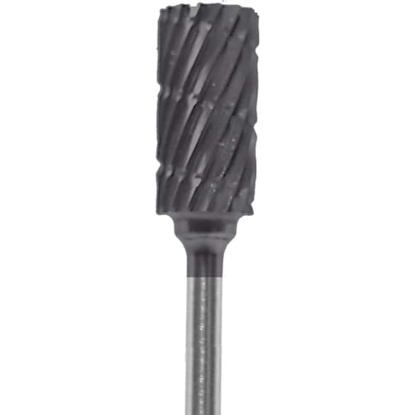 Made in USA - 1/4" Cut Diam, 0.0925" Shank Diam, Cylinder Head Chipbreaker Cut Burr - Carbide, 1/2" LOC, 2" OAL - Americas Industrial Supply