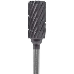 Made in USA - 1/4" Cut Diam, 0.0925" Shank Diam, Cylinder Head Chipbreaker Cut Burr - Carbide, 1/2" LOC, 2" OAL - Americas Industrial Supply