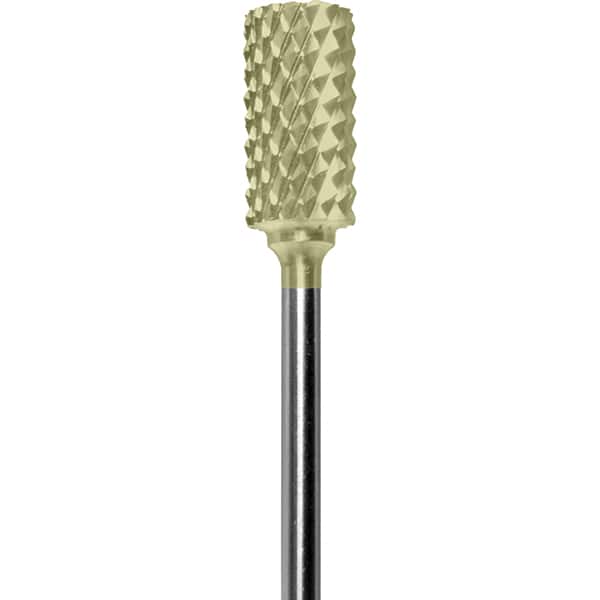 Made in USA - 1/4" Cut Diam, 0.0925" Shank Diam, Cylinder Head Diamond Cut Burr - Carbide, 1/2" LOC, 2" OAL - Americas Industrial Supply