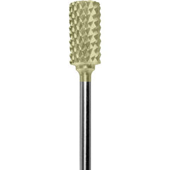 Made in USA - 1/4" Cut Diam, 0.0925" Shank Diam, Cylinder Head Diamond Cut Burr - Carbide, 1/2" LOC, 2" OAL - Americas Industrial Supply
