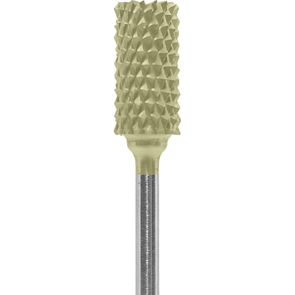 Made in USA - 1/4" Cut Diam, 0.0925" Shank Diam, Cylinder Head Diamond Cut Burr - Carbide, 1/2" LOC, 2" OAL - Americas Industrial Supply