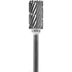 Made in USA - 1/4" Cut Diam, 0.0925" Shank Diam, Cylinder Head Chipbreaker Cut Burr - Carbide, 1/2" LOC, 2" OAL - Americas Industrial Supply
