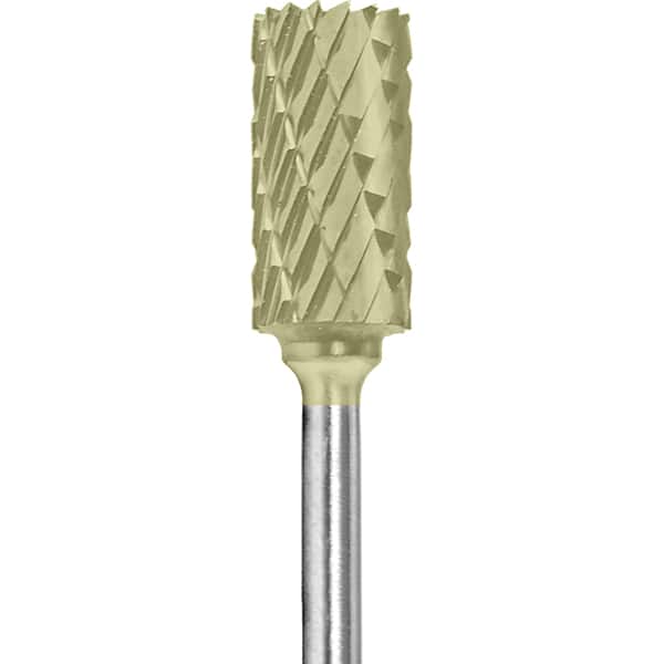 Made in USA - 1/4" Cut Diam, 0.0925" Shank Diam, Cylinder Head Double Cut Burr - Carbide, 1/2" LOC, 2" OAL - Americas Industrial Supply