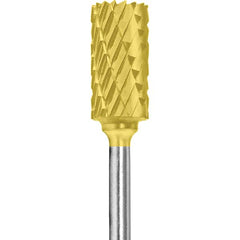 Made in USA - 1/4" Cut Diam, 0.0925" Shank Diam, Cylinder Head Double Cut Burr - Carbide, 1/2" LOC, 2" OAL - Americas Industrial Supply