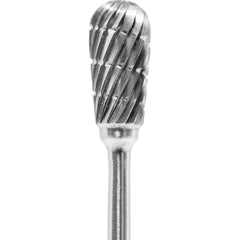Made in USA - 1/4" Cut Diam, 0.0925" Shank Diam, Inverted Cone Head Chipbreaker Cut Burr - Carbide, 1/2" LOC, 2" OAL - Americas Industrial Supply