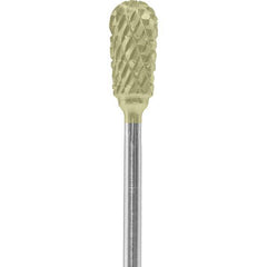 Made in USA - 1/4" Cut Diam, 0.0925" Shank Diam, Inverted Cone Head Double Cut Burr - Carbide, 1/2" LOC, 2" OAL - Americas Industrial Supply