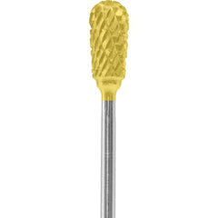 Made in USA - 1/4" Cut Diam, 0.0925" Shank Diam, Inverted Cone Head Double Cut Burr - Carbide, 1/2" LOC, 2" OAL - Americas Industrial Supply