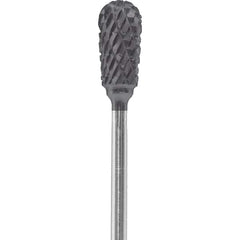 Made in USA - 1/4" Cut Diam, 0.0925" Shank Diam, Inverted Cone Head Double Cut Burr - Carbide, 1/2" LOC, 2" OAL - Americas Industrial Supply