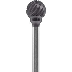 Made in USA - 1/4" Cut Diam, 0.0925" Shank Diam, Ball Head Chipbreaker Cut Burr - Carbide, 1/4" LOC, 1-3/4" OAL - Americas Industrial Supply