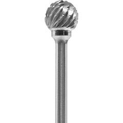 Made in USA - 1/4" Cut Diam, 0.0925" Shank Diam, Ball Head Chipbreaker Cut Burr - Carbide, 1/4" LOC, 1-3/4" OAL - Americas Industrial Supply