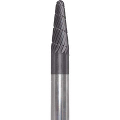 Made in USA - 6mm Cut Diam, 0.2362" Shank Diam, Cone Head Double Cut Burr - Carbide, 16mm LOC, 50mm OAL - Americas Industrial Supply