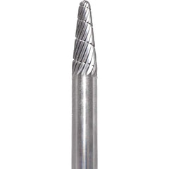Made in USA - 6mm Cut Diam, 0.2362" Shank Diam, Cone Head Double Cut Burr - Carbide, 16mm LOC, 50mm OAL - Americas Industrial Supply