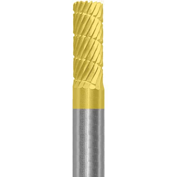 Made in USA - 6mm Cut Diam, 0.2362" Shank Diam, Cylinder Head Aluma Cut Burr - Carbide, 16mm LOC, 50mm OAL - Americas Industrial Supply