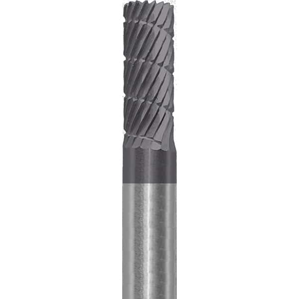 Made in USA - 1/4" Cut Diam, 1/4" Shank Diam, Cylinder Head Chipbreaker Cut Burr - Carbide, 5/8" LOC, 2" OAL - Americas Industrial Supply