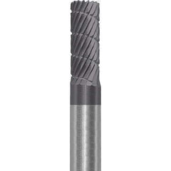 Made in USA - 1/4" Cut Diam, 1/4" Shank Diam, Cylinder Head Chipbreaker Cut Burr - Carbide, 5/8" LOC, 2" OAL - Americas Industrial Supply