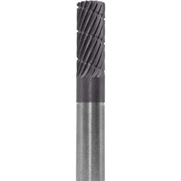 Made in USA - 1/4" Cut Diam, 1/4" Shank Diam, Cylinder Head Fastmill Cut Burr - Carbide, 5/8" LOC, 2" OAL - Americas Industrial Supply
