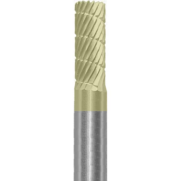 Made in USA - 1/4" Cut Diam, 1/4" Shank Diam, Cylinder Head Fastmill Cut Burr - Carbide, 5/8" LOC, 2" OAL - Americas Industrial Supply