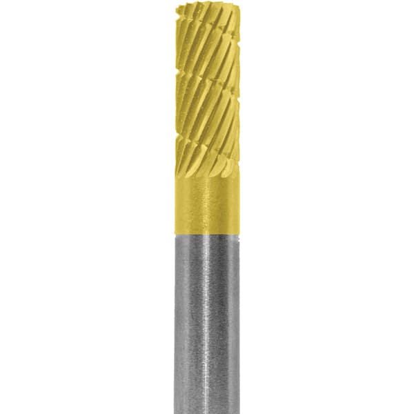 Made in USA - 6mm Cut Diam, 0.2362" Shank Diam, Cylinder Head Chipbreaker Cut Burr - Carbide, 16mm LOC, 50mm OAL - Americas Industrial Supply