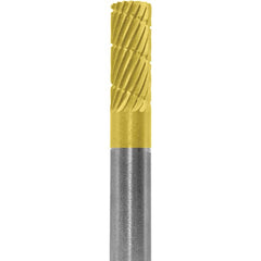 Made in USA - 1/4" Cut Diam, 1/4" Shank Diam, Cylinder Head Chipbreaker Cut Burr - Carbide, 5/8" LOC, 2" OAL - Americas Industrial Supply