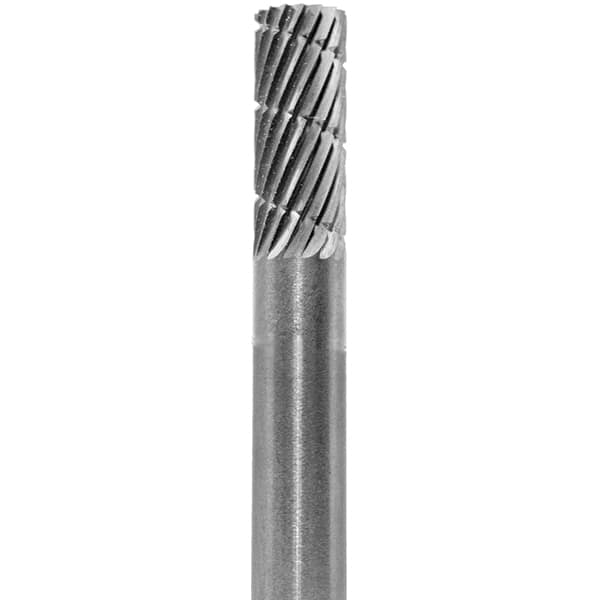Made in USA - 1/4" Cut Diam, 1/4" Shank Diam, Cylinder Head Fastmill Cut Burr - Carbide, 5/8" LOC, 2" OAL - Americas Industrial Supply