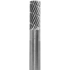 Made in USA - 1/4" Cut Diam, 1/4" Shank Diam, Cylinder Head Chipbreaker Cut Burr - Carbide, 5/8" LOC, 2" OAL - Americas Industrial Supply