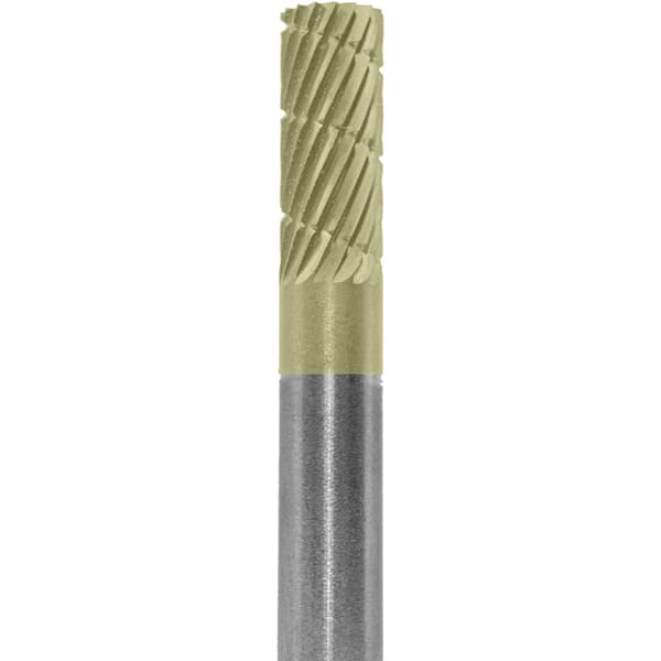 Made in USA - 1/4" Cut Diam, 1/4" Shank Diam, Cylinder Head Fastmill Cut Burr - Carbide, 5/8" LOC, 2" OAL - Americas Industrial Supply