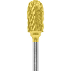 Made in USA - 1/4" Cut Diam, 0.0925" Shank Diam, Cylinder with Radius Head Double Cut Burr - Carbide, 1/2" LOC, 2" OAL - Americas Industrial Supply