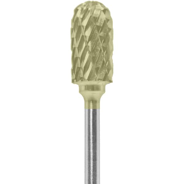 Made in USA - 1/4" Cut Diam, 0.0925" Shank Diam, Cylinder with Radius Head Double Cut Burr - Carbide, 1/2" LOC, 2" OAL - Americas Industrial Supply
