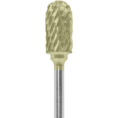 Made in USA - 1/4" Cut Diam, 0.0925" Shank Diam, Cylinder with Radius Head Double Cut Burr - Carbide, 1/2" LOC, 2" OAL - Americas Industrial Supply