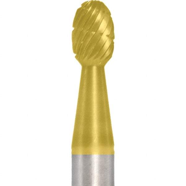Made in USA - 6mm Cut Diam, 0.2362" Shank Diam, Oval Head Chipbreaker Cut Burr - Carbide, 9.5mm LOC, 50mm OAL - Americas Industrial Supply