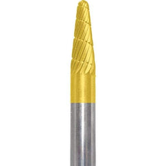Made in USA - 6mm Cut Diam, 0.2362" Shank Diam, Cone Head Aluma Cut Burr - Carbide, 16mm LOC, 50mm OAL - Americas Industrial Supply