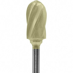 Made in USA - 1/4" Cut Diam, 0.0925" Shank Diam, Cylinder with Radius Head Aluma Cut Burr - Carbide, 1/2" LOC, 2" OAL - Americas Industrial Supply