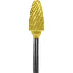 Made in USA - 6mm Cut Diam, 0.0925" Shank Diam, Tree with Radius Head Double Cut Burr - Carbide, 14mm LOC, 52mm OAL - Americas Industrial Supply