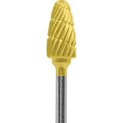 Made in USA - 1/4" Cut Diam, 0.0925" Shank Diam, Tree with Radius Head Double Cut Burr - Carbide, 1/2" LOC, 2" OAL - Americas Industrial Supply